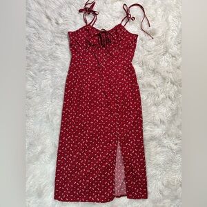 Floral Red Midi Dress